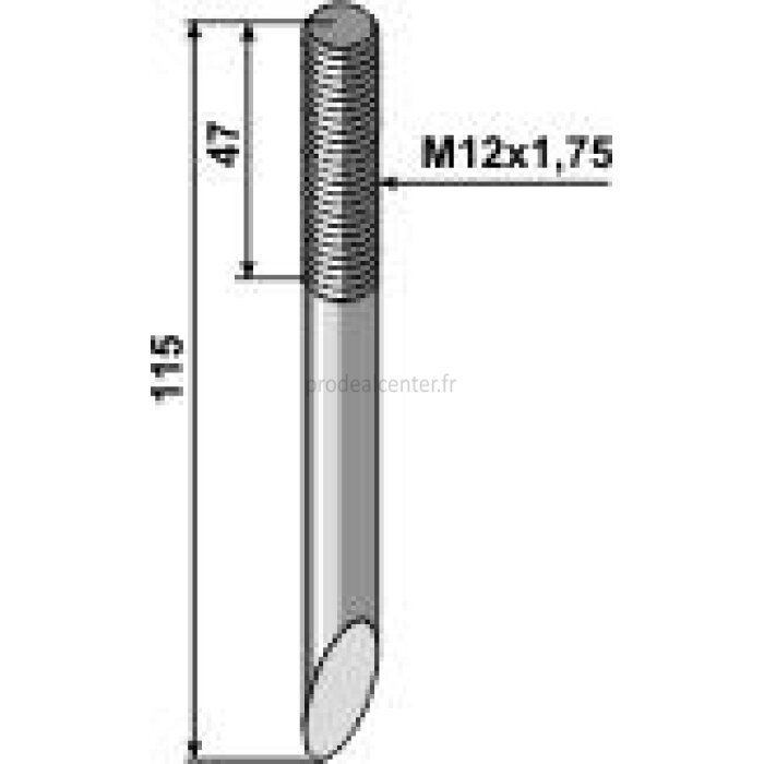 Dent collet rond de herse traînée Universelle rupteur droite type Fischer 115 mm filetage M12 x 1,75 x 47 mm adaptable-121369_copy-31