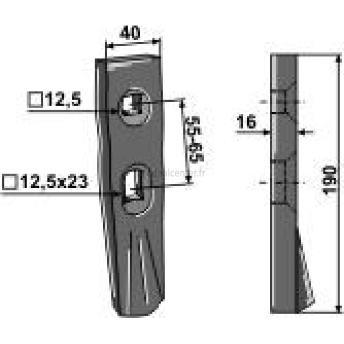 Soc standard de cultivateur / vibroculteur Simba (P05860) CultiPress réversible 190 x 40 x 16 mm entraxe 55 / 65 mm adaptable-121354_copy-31
