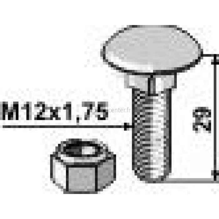 Boulon à tête bombée adaptable avec écrou à freinage interne 8.8 M12 x 1,75 x 29 mm boulonnerie Universelle-121358_copy-3