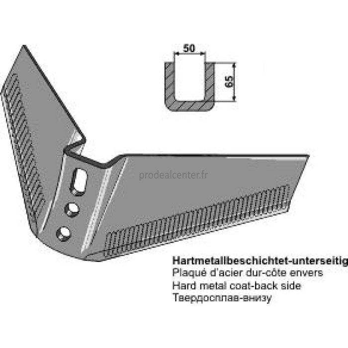 Soc à ailette de déchaumeur Bottmersdorf monobloc plaqué acier dur 420 x 8 mm entraxe 35 / 80 mm adaptable-123028_copy-31