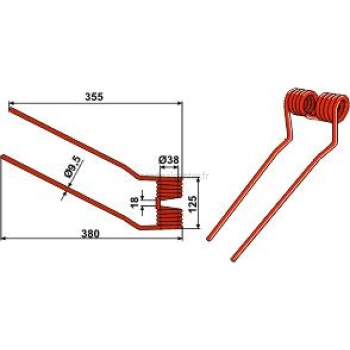 Dent de fenaison adaptable modèle droit rouge pour Niemeyer HR 301/-D, HR 441/-D, HR 451 H/-DH, HR 521/-D, HR 531 H/-DH (600.038)-123703_copy-31