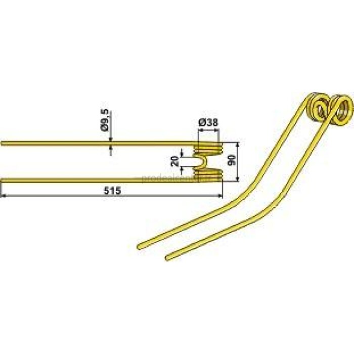 Dent de fenaison adaptable jaune pour Niemeyer Rotorschwader RS 311-D, RS 330-VRF, RS 430-D, RS 500-D, RS 330-D Super, ab Masch.-Nr.: 2450 (600.034)-123704_copy-31