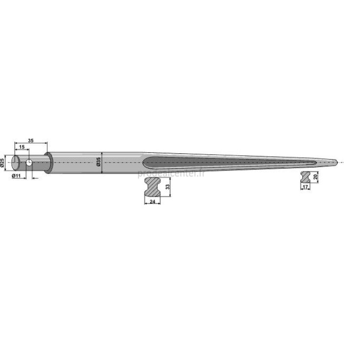 Dent de fourche à embout cylindrique longueur : 1200 mm pour chargeur Mailleux-120779_copy-32