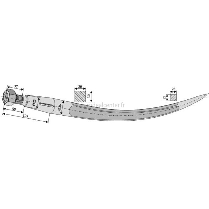 Dent de fourche courbée à embout conique + écrou longueur : 600 mm pour chargeur Kverneland (221191)-119858_copy-34