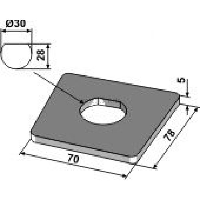 Plaque de déchaumeur Universel fixation de palier à souder 78 x 70 x 5 mm axe 30 x 28 mm adaptable-120855_copy-31