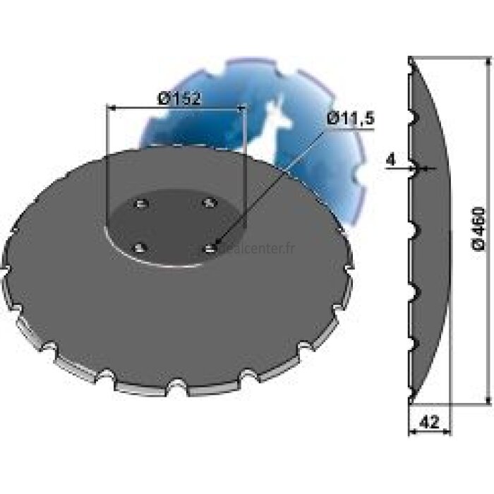 Disque de déchaumeur Amazone (XL044) Catros / Centaur crénelé 4 trous à fond plat 460 x 4 mm Niaux adaptable-120918_copy-31