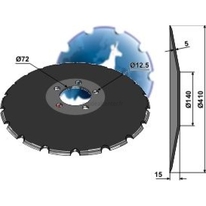 Disque de semoir Accord (AC353950) Niaux crénelé 5 trous 410 x 5 mm 20 créneaux adaptable-121813_copy-31