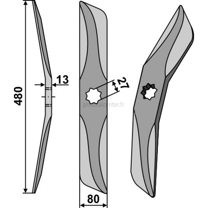 Couteau de herses en acier au bore modèle droit pour bêches rotatives droit 480 x 80 x 13 mm-121855_copy-31