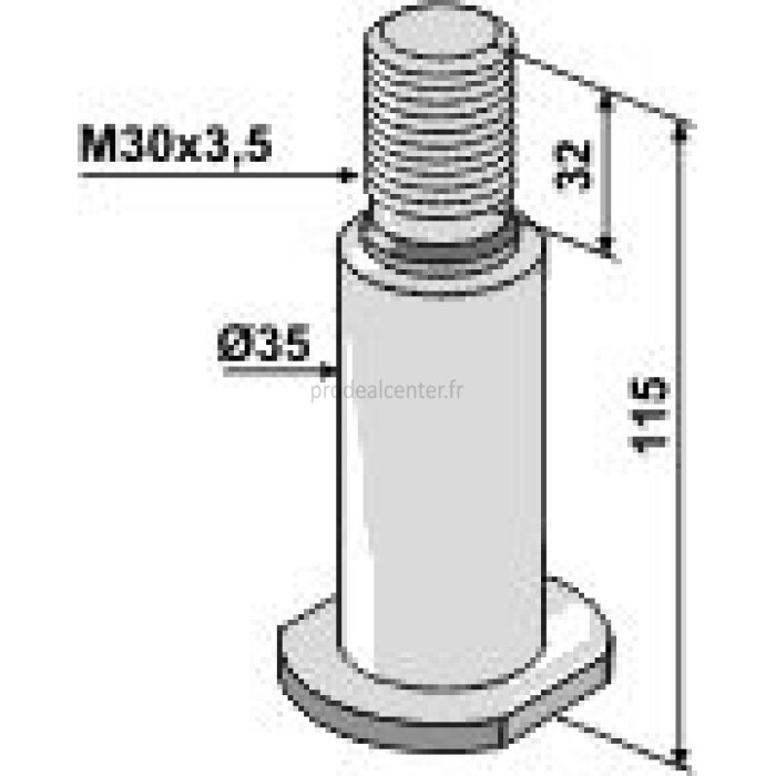 Axe de palier de coutre pour charrue Overum longueur 115 mm filetage M30 x 3,5-124190_copy-31