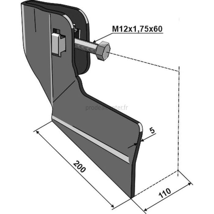 Soc butteur de bineuse Schmotzer (354260) plat gauche 200 x 110 x 5 mm adaptable-1794057_copy-30