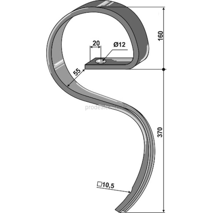 Dent nue de cultivateur / vibroculteur Maschio (F20120331) sans soc 530 mm matériel 32 x 10 mm adaptable-1794494_copy-30
