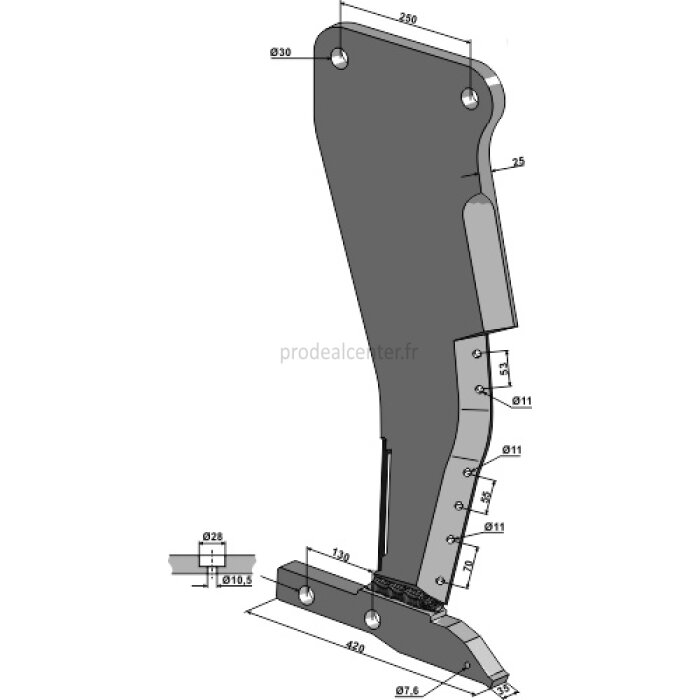 Dent nue de décompacteur Kongskilde (71000338206) Paratill droite avec pied de soc sans pointe entraxe 250 mm adaptable-1129029_copy-30