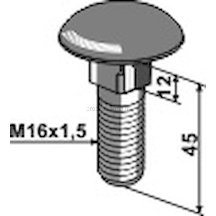 Boulon à tête ronde collet carré adaptable sans écrou 10.9 M16 x 1,5 x 45 mm boulonnerie Universelle-1792981_copy-30