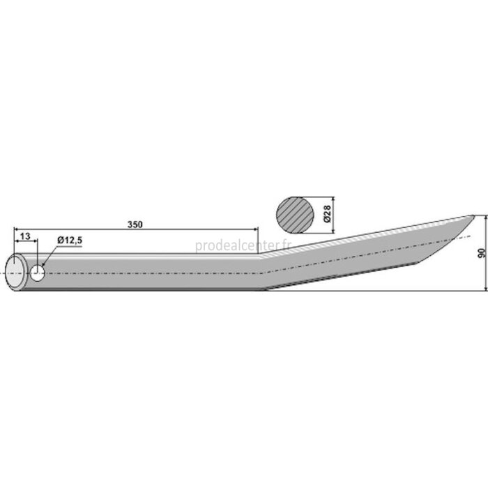 Dent de griffe courbée 90 mm à embout cylindrique adaptable 550 x 28 mm chargeur Mailleux-1793734_copy-30