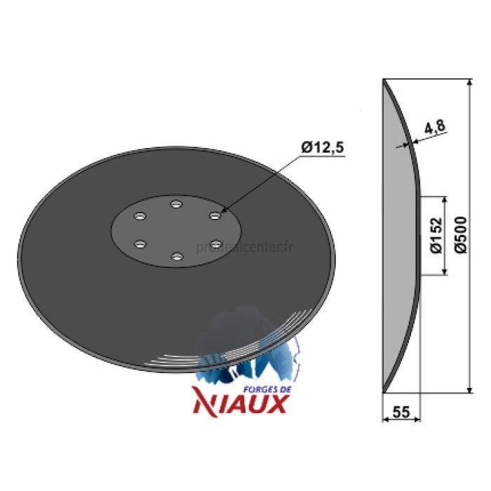 Disque de déchaumeur Universel lisse 6 trous à fond plat 500 x 4,8 mm Niaux adaptable-1750340_copy-30
