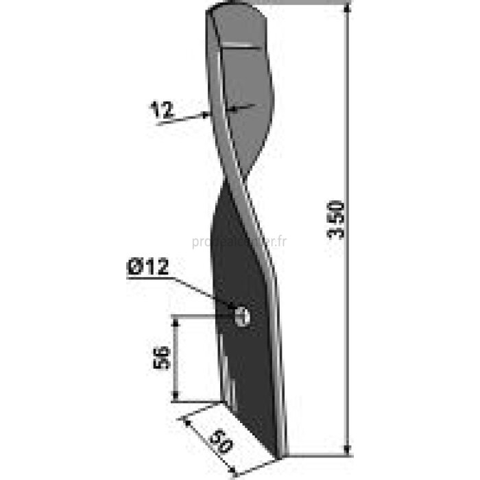 Couteau de herses modèle gauche pour bêche rotative Bomford Dyna-Drive Jumbo 350 x 50 x 12 mm (06.949.02)-124174_copy-30