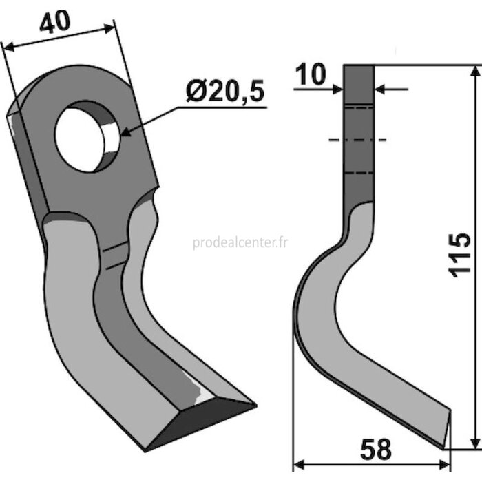 Couteau de broyeur Y adaptable 115 x 40 x 10 mm cueilleur Claas (695728.1)-1793427_copy-30