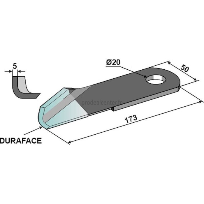 Couteau de broyeur gauche adaptable duraface 173 x 50 x 5 mm moissonneuse batteuse New Holland (87384918)-1793428_copy-30