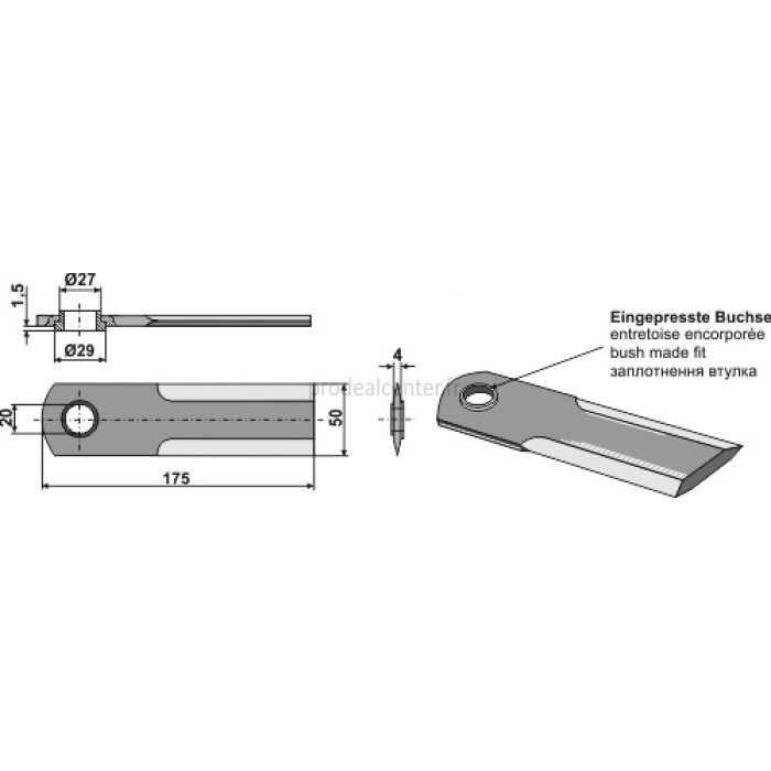 Couteau de broyeur de paille Claas Lexion 175 x 50 x 4 mm (755.874.0)-124531_copy-31