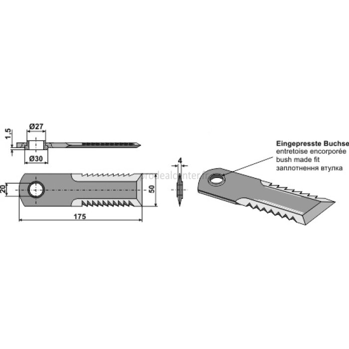 Couteau de broyeur de paille Claas Lexion 175 x 50 x 4 mm (755.875.0)-124534_copy-31
