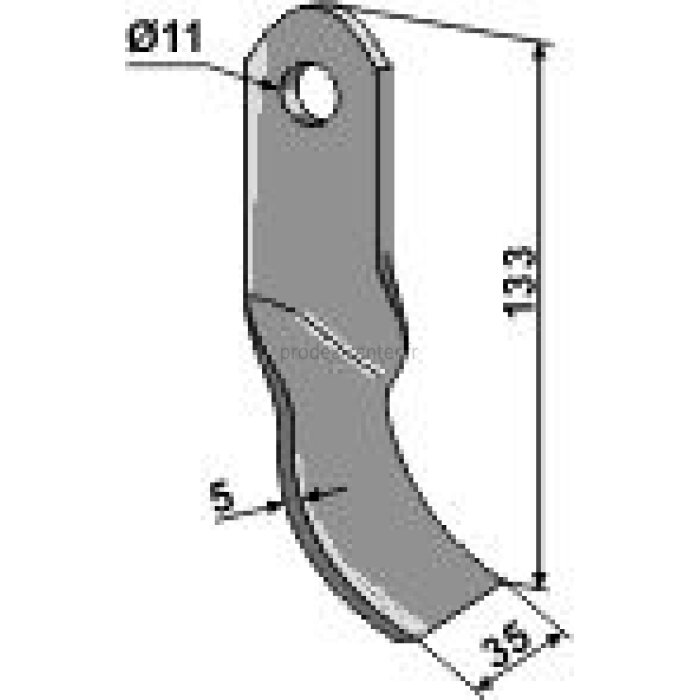 Couteau torsadé de broyeur Kverneland (6100077) 133 x 35 x 5 mm adaptable-125805_copy-30