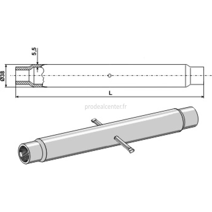 Tube 250 mm filetage M24 x 3 pour barre de poussée catégorie I-139333_copy-31