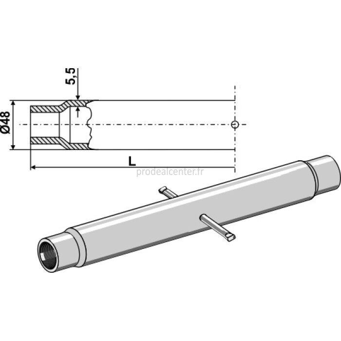 Tube 500 mm filetage M30 x 3 pour barre de poussée catégorie II/III-139351_copy-31