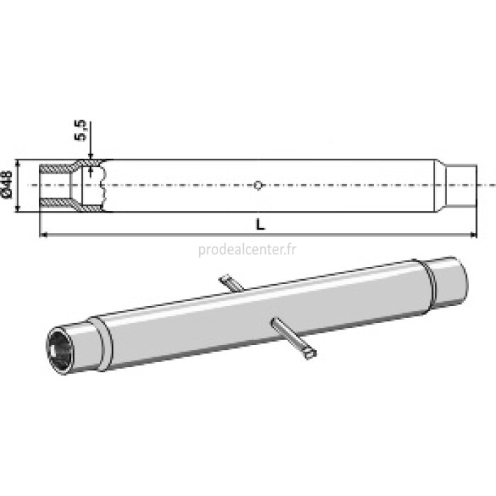 Tube 370 mm filetage M30 x 3,5 pour barre de poussée catégorie II-139359_copy-31