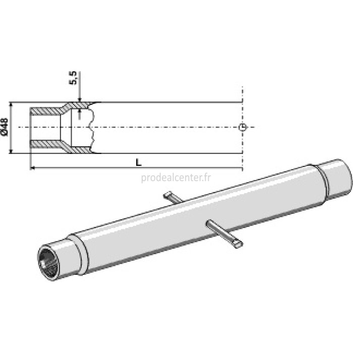 Tube 140 mm filetage M30 x 3,5 pour barre de poussée catégorie II-139375_copy-31