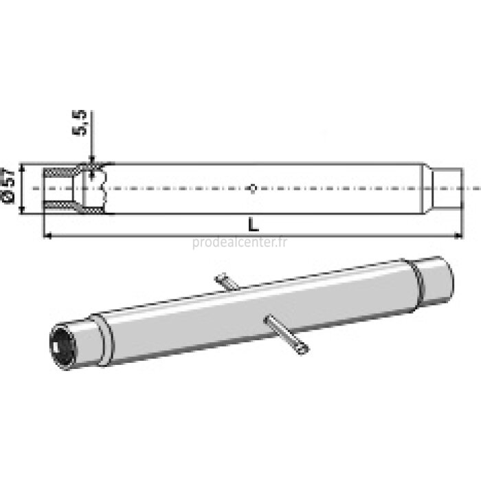 Tube 800 mm filetage M40 x 3 pour barre de poussée catégorie II-139401_copy-31