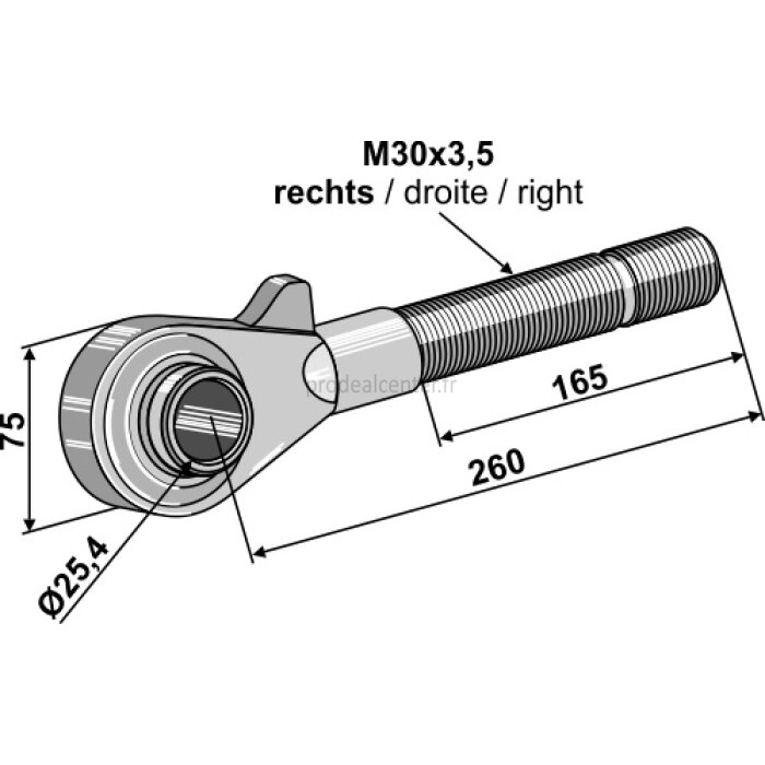 Rotule filetée M30 x 3,5 longueur 260 mm filetage à droite catégorie II-139187_copy-31