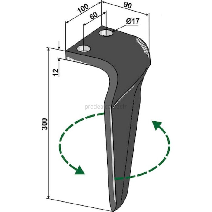 Dent de herse rotative Breviglieri (0088310S) gauche 300 x 100 x 12 mm adaptable-1793866_copy-30