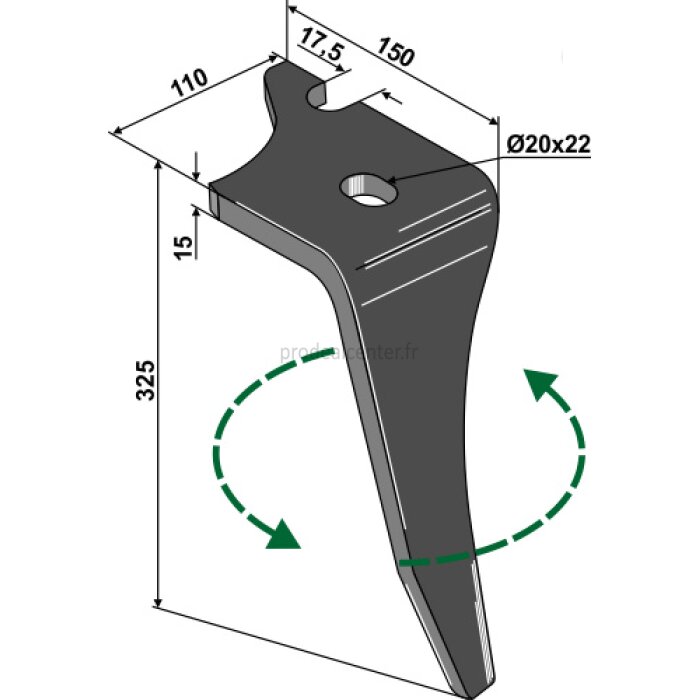 Dent de herse rotative Vogel et Noot (KZ200002) gauche Arterra à montage rapide 325 x 110 x 15 mm adaptable-1750168_copy-30