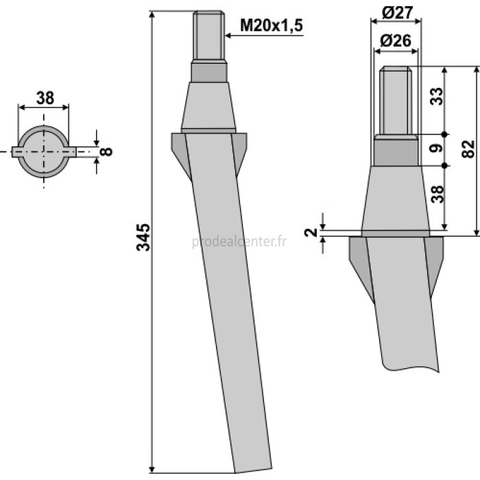 Dent de herse rotative Forigo-Roteritalia droite / gauche 345 x 25 mm adaptable-131562_copy-32