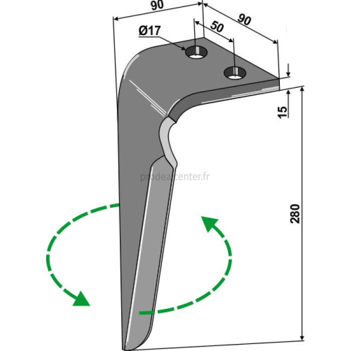 Dent de herse rotative Sicma (052801) gauche 280 x 90 x 15 mm adaptable-131587_copy-32