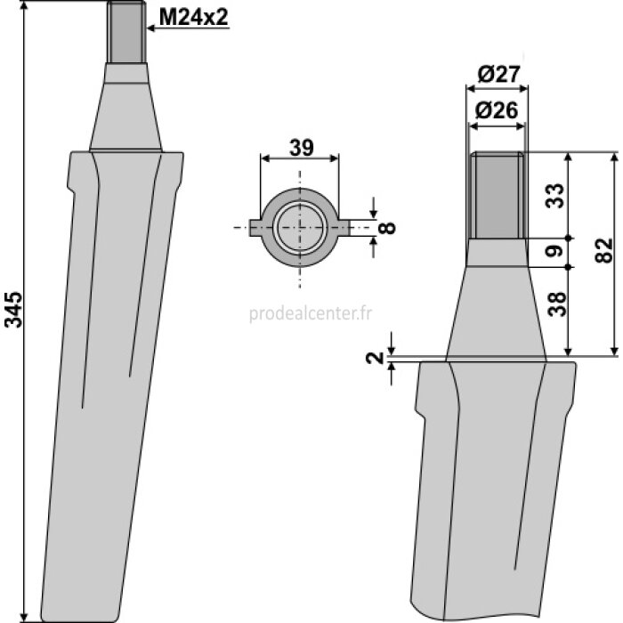 Dent de herse rotative Vigolo (500001) droite / gauche 345 mm adaptable-131592_copy-32