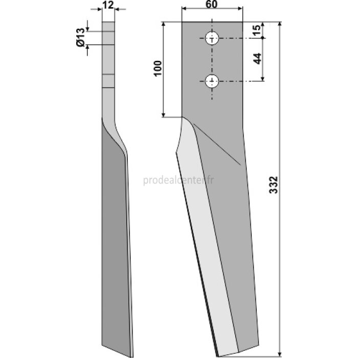 Dent de herse rotative Köckerling (10100225 292002) droite 332 x 60 x 12 mm adaptable-131621_copy-32
