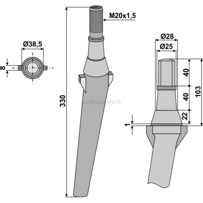 Dent de herse rotative Lely (1.1699.022.00) droite / gauche 330 mm adaptable-131597_copy-32