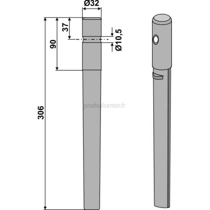 Dent de herse rotative Breviglieri (0028081) droite / gauche à montage rapide 306 mm adaptable-131640_copy-32