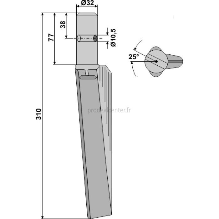 Dent de herse rotative Breviglieri (32069D) gauche à montage rapide 310 mm adaptable-131642_copy-32