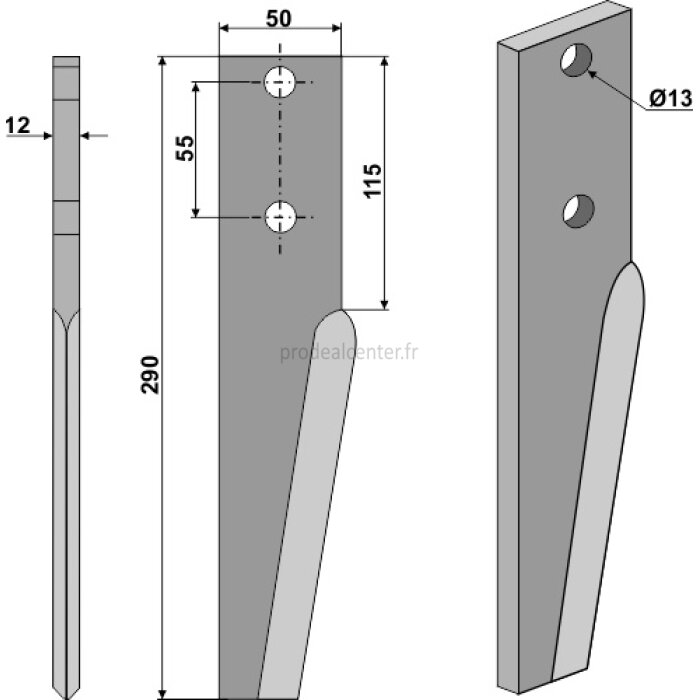 Dent de herse rotative Breviglieri (0033054) (T25) droite / gauche-290 x 50 x 12 mm adaptable-131645_copy-32