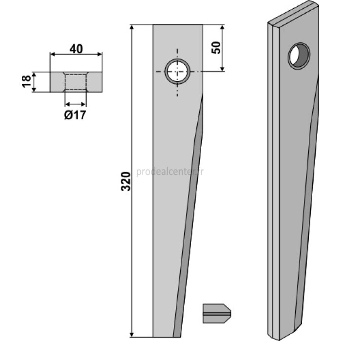 Dent de herse rotative Kuhn (52503700) droite / gauche HR 1000 320 x 40 x 18 mm adaptable-131652_copy-32