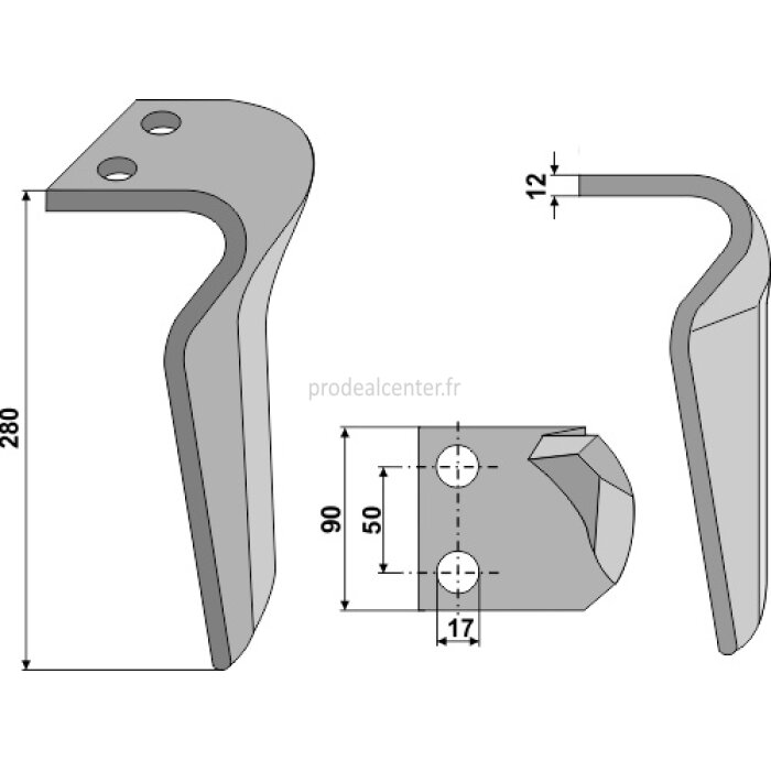 Dent de herse rotative Rau Vicon (512076) gauche 280 x 90 x 12 mm adaptable-131710_copy-32