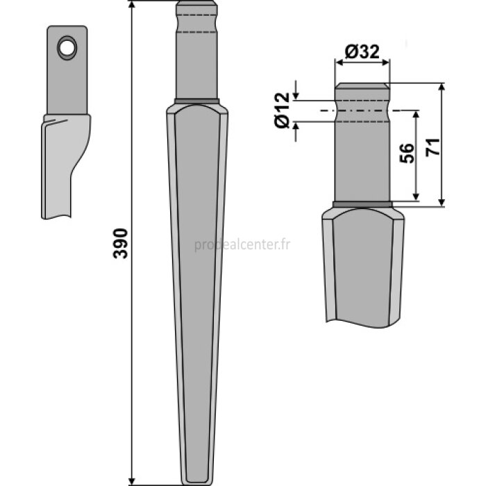 Dent de herse rotative Pegoraro (143001) droite / gauche à montage rapide-390 mm adaptable-131727_copy-32
