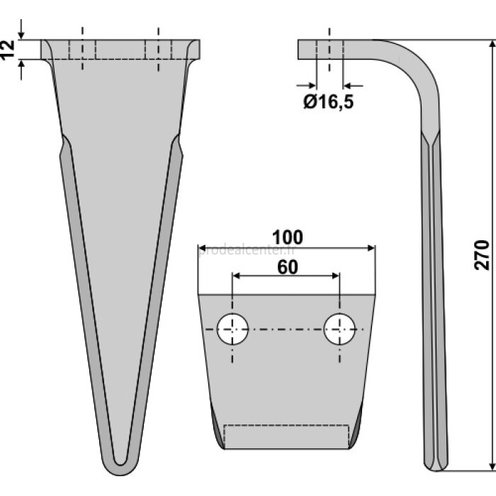Dent de herse rotative Feraboli (7A48010) droite / gauche 270 x 100 x 12 mm adaptable-131798_copy-32