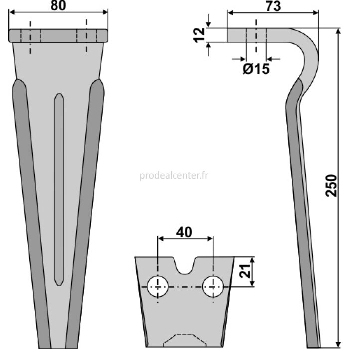 Dent de herse rotative Forigo-Roteritalia (RLM 71001) droite / gauche 250 x 80 x 12 mm adaptable-131815_copy-32
