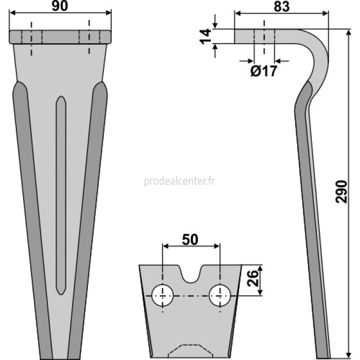 Dent de herse rotative Forigo-Roteritalia (RLM 58001) droite / gauche 290 x 90 x 14 mm adaptable-131817_copy-32