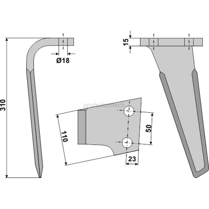 Dent de herse rotative Sicma (052801) gauche 310 x 110 x 15 mm adaptable-131835_copy-32