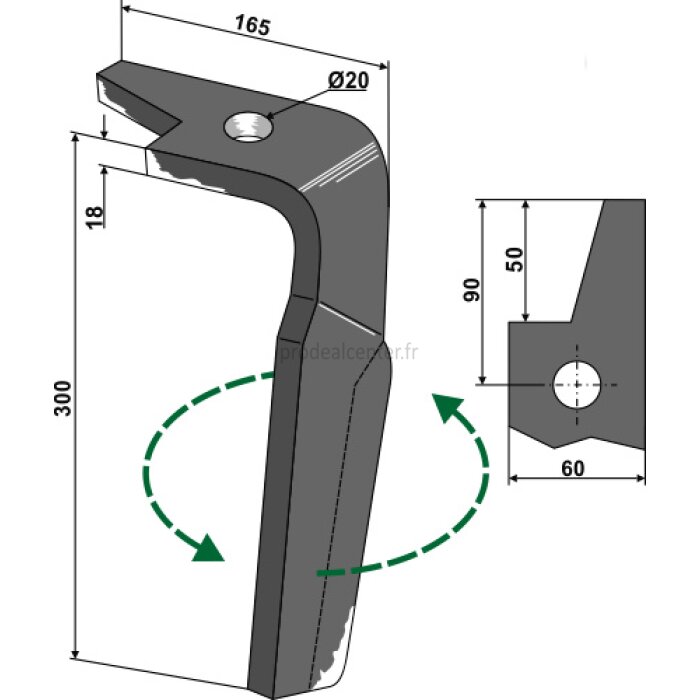 Dent de herse rotative Amazone (965781) gauche à montage rapide 300 x 60 x 18 mm adaptable-131892_copy-32