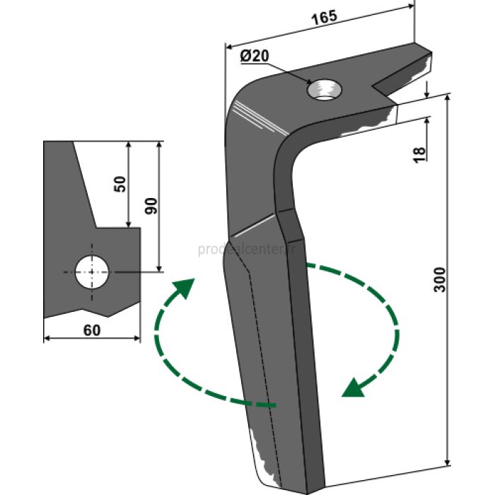 Dent de herse rotative Amazone (965779) droite à montage rapide 300 x 60 x 18 mm adaptable-131893_copy-32